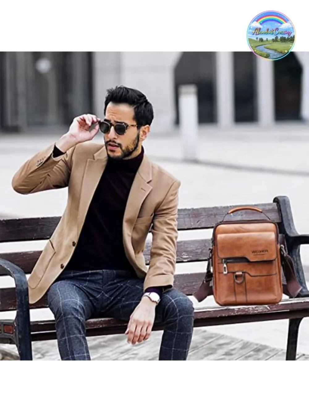 Vintage Style PU Leather Messenger Bag Crossbody Shoulder Bag for Men
